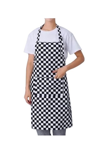 Unisex Anti Yağ Pişirme Yular Önlük Şerit Baskılı Restuarant Garson Önlüğü Mutfak Aksesuarları 4