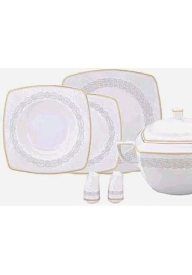Bernardo Ceria 57 Parça Kare Yemek Takımı Beyaz