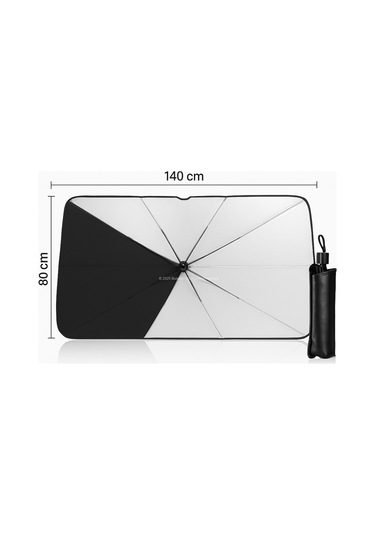 Katlanabilir Şemsiye Tipi Güneşlik 140x80 Cm Uv Koruma Isı Yalıtımı Kolay Kurulum