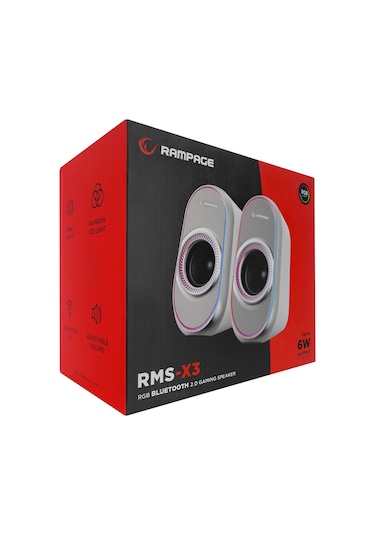 Rampage Rms-x3 2.0 6w Bluetooth Özellikli Beyaz Multimedia Rgb Işıklı Gaming Usb Speaker