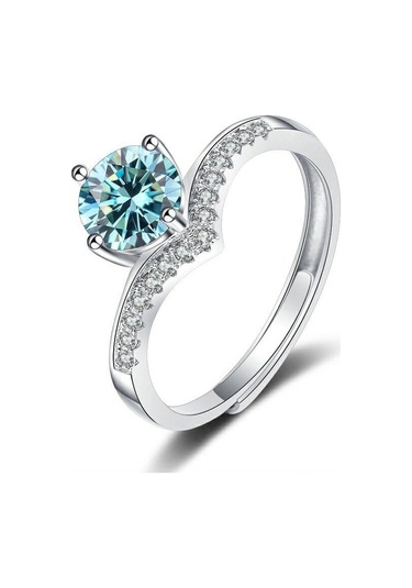 Mavi Bague Ringen Köpüklü Gerçek Mozanit Düğün Kadınlar Için Yeniden Boyutlandırılabilir Yü Kaliteli 100% 925 Gümüş Yüzük 57048677