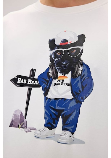 Bad Bear Panther Crewneck Off White Erkek Beyaz Bisiklet Yaka Sweatshirt 001 Beyaz Bad Bear Panther Crewneck Off White Erkek Beyaz Bisiklet Yaka Sweatshirt 001 Beyaz
