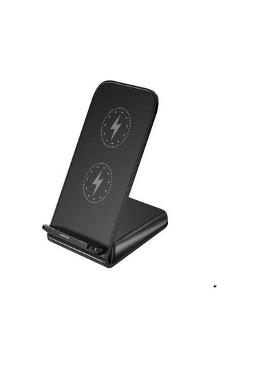 Fortunelane 15w Hızlı Şarj Çapraz Bobin Dikey-yatay Masaüstü Telefon Tutucu Kablosuz Şarj Cihazı Type-c Port Siyah
