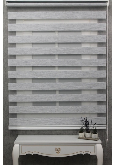 Kidmex Kidmex Ithal Bambu Açık Gri Bambu Stor Zebra Perde Etek Dilimsiz