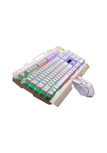 Chasing Leopard G700 Usb Rgb Arka Işıklı Kablolu Optik Oyun Fare Ve Klavye Seti, Klavye Kablolu Uzunluğu: 1.35m, Fare Kablolu Uzunluğu: 1.3m Beyaz Optik