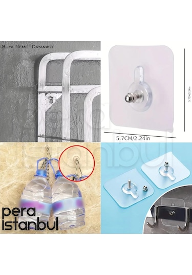 2 Adet Süper Güçlü Şeffaf Vidalı Çerçeve Askısı Resim Kancası Kendinden Yapışkanlı Şeffaf Yapışkan