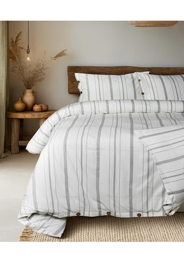 Cotton Collection Tek Kişilik Çizgili Nevresim Seti Solinea Renkli
