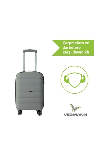 Vegmann Polipropilen Pp Atlas Gri Kabin Boy Valiz Gri