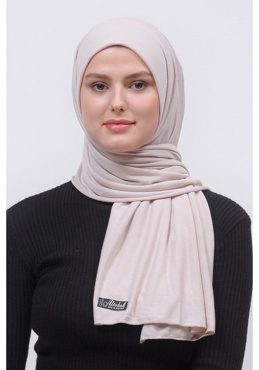 Altobeh Tesettür Kadın Düz Renk Penye Şal Hijab - Açık Latte
