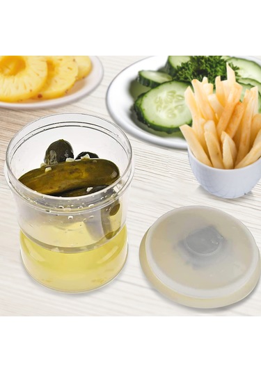 Dofolink Mutfakta Kuru-nemli Ayırma Özelliği İle Zeytin, Salatalık Depolama Kavanozu - Filtreli Ve Tight Kapağıyla Ters Dönebilen Yemek Saklama Kabı Şeffaf