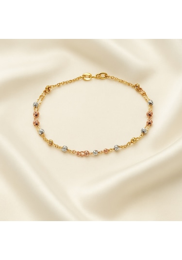 Ariş Çift Sıra Dorika Toplu Altın Bileklik Çok Renkli