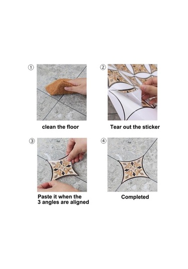 Pazly Zemin Yapışkanlı Su Sticker Seramik Mutfak Kendinden Karo İçin Geçirmez Duvar Desen Dekoru, Çapraz Adet 8x8cm 21 & - Zb