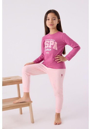 U.s. Polo Assn. 1966 Garson Authentic Brand Kız Çocuk Leylak Uzun Kol Pijama Takım Leylak