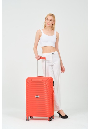 Keo-plus Turuncu Orta Boy Silikon Kırılmaz Pp Valiz Siyah