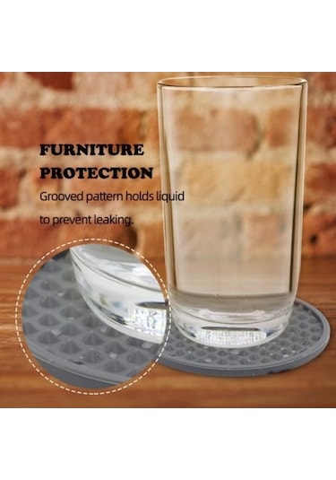 Novahub 8 Adet Siyah Silikon Bardak Altlığı Tutucuyla Kaymaz Yivli, Isıya Dayanıklı, Bulaşık Makinesinde Yıkanabilir Siyah