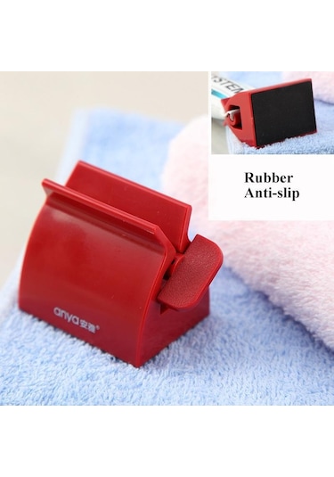 Kırmızı Banyo Aksesuarları Seti Haddeleme Diş Macunu Sıkacağı Tüp Diş Macunu Diş Macunu Sıkacağı Dağıtıcı Yaratıcı Diş Macunu Tutucu Kırmızı