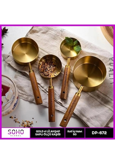 Gold 42lü Ahap Saplı Ölçü Kaşığı Çok Renkli