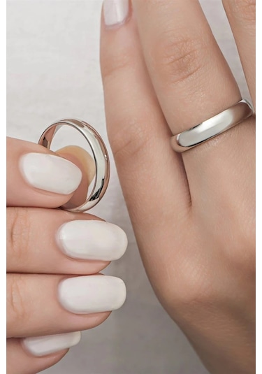 4 Mm Bombeli Gümüş Alyans Çifti Söz Yüzüğü Tektaş Hediyeli Wr22