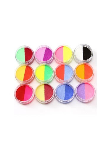 Geeroyoo 12'li 24 Renk Su Bazlı Vücut Boyası Seti - 10 Gr Mat Renkler Ve 2 Fırça İçerir, Yıkanabilir