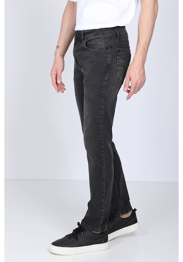 Erkek Siyah Düz Kesim Jean Pantolon