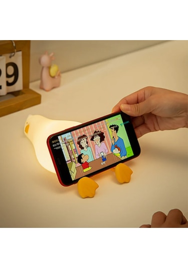 Hpytech Sevimli Ördek Dokunmatik Led Işıklı Şarjlı Gece Lambası Beyaz