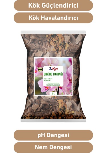 Bykurt 3l Orkide Toprağı İri Parçalı Çam Kabuğu & Cococips Karışımı Elenmiş Ve Temizlenmiş 3 Litre