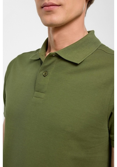 SÜVARİ Haki Slim Düz Polo Yaka Tişört