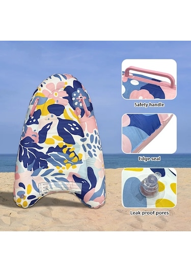 Honeybeeshop Kulplu Pembe Sörf Tahtası Taşıma Saplı Hafif Katlanabilir Şişme Çocuk Yüzme Tahtası