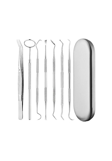 Valkyrie 7 Parça Paslanmaz Çelik Diş Tartar Sökücü Diş Temizleme Kiti Tartar Kireç Temizleyici Seti