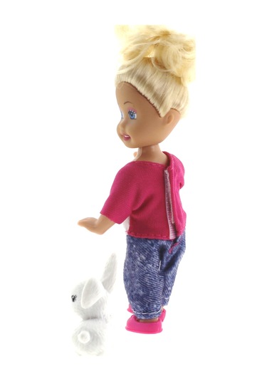 Cute Girl Tavşan Figürlü Sarışın Mini Bebek