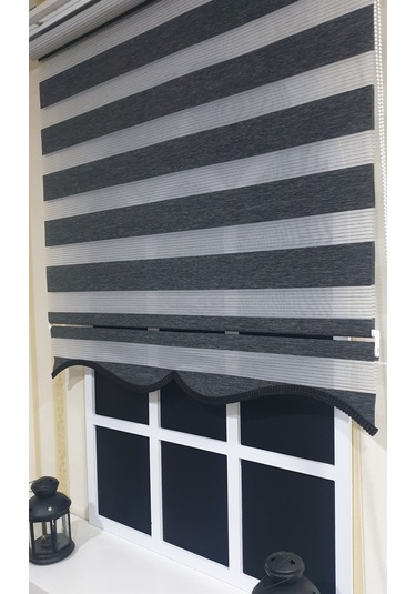 Zebra Stor Perde Organze Siyah Kırçıl Etek Dilimli Stb904 Siyah