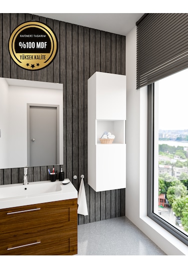 Lisa Banyo Dolabı Duvara Monte Raflı Mdf Beyaz