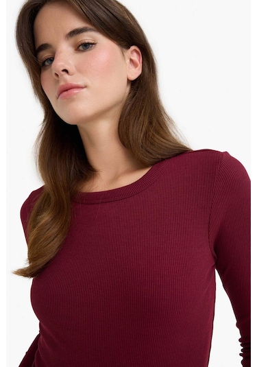 Defacto Slim Fit Dar Kesim Basic Düz Fitilli Kaşkorse Uzun Kollu Tişört E5767ax25aubr115 Bordo Defacto Slim Fit Dar Kesim Basic Düz Fitilli Kaşkorse Uzun Kollu Tişört E5767ax25aubr115 Bordo