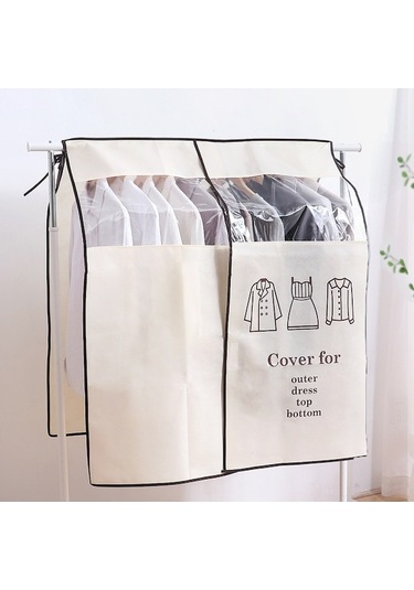 Ev İçin Bej Organik Kumaş Elbise Koruyucu Kılıf - Gömlek, Süit, Gelinlik防尘罩 90x110 Cm - Dayanıklı, Transparent, Kolay Kullanim Bej Bej