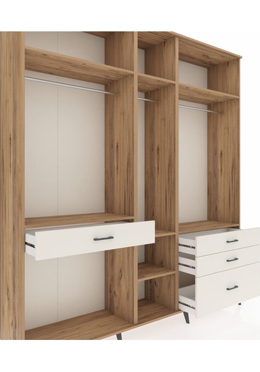 Hyperion Dolap 7 Raflı 4 Çekmeceli 3 Askılı 220x44x243 Çam-çam/aytaşı Atlas Çam/aytası