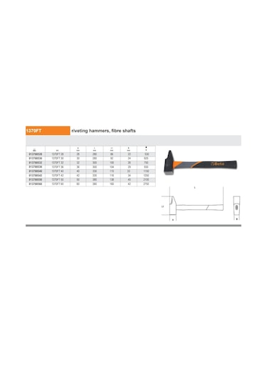 Beta 1370ft-60 Fiber Saplı Çekiç Be Ürün Kodu 013700560