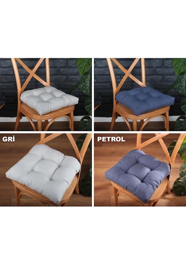 Altınpamuk Altınpamuk Sandalye Minderi Düğme Dikişi Detaylı 40X40Cm Bağcıklı