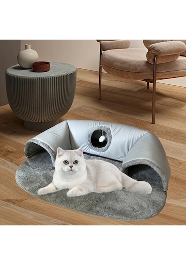 Honeybeeshop Latex Kedi Tüneli Yatak 33.46x27.56inch Monster 3 Açıklıklı Rahat Yaz Matı 1-8kg Kedi Tavşan Hamster İçin Dayanıklı Polyester