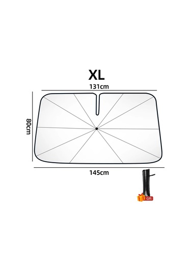 Goldenqian 360'lü Yeni Araç Ön Camı Güneşlik Şemsiyesi Döndürülebilir Bükülebilir Sap Ön Cam Güneşlik Uv Koruma Isı Yalıtımı Xl 145x131x80cm