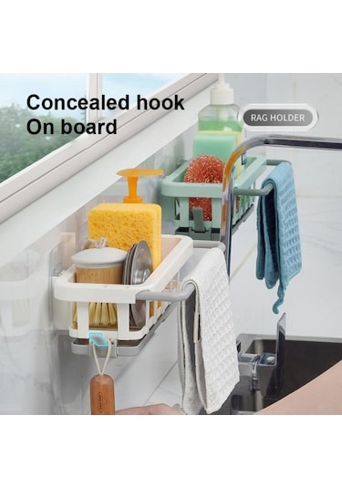 Trendooze Tutucu Tepsisi Sünger Sepeti Sabunluk Raf Mutfak Mutfak Monte Lavabo Havlu Düzenleyici Duvara Depolama Damlalıklı Bulaşık Bulaşık Bezi Beyaz Askısı Kt Beyaz