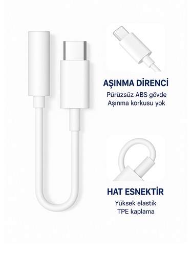 Td-c3311 Type-c Den 3.5mm E Aux Ses Adaptörü Yüksek Ses Kalitesi Müzik Arama Desteği Dayanıklı Kablo -