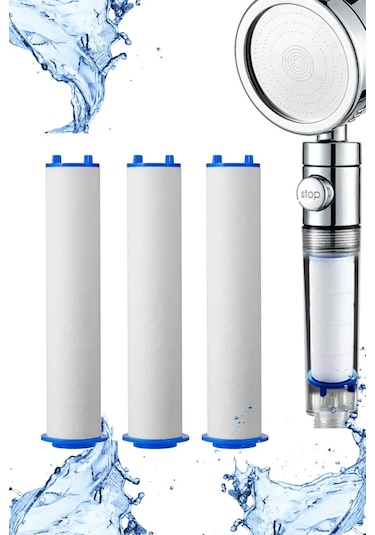 3'lü Yedek Duş Başlığı Filtresi - Görselde Ki Tüm Modellere Uyumludur Beyaz