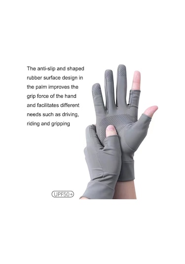Güneş Koruyucu Eldiven Balıkçılık Kaymaz 2 Yarım Parmak Eldiven 001