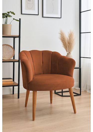 Papatya Berjer - Modern Tekli Koltuk - Babyface Kumaş - Bakır