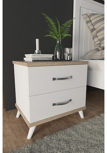 Ae-2029 Inci 2 Çekmeceli Beyaz Komodin 49 Cm
