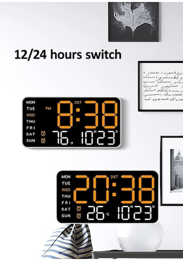 Ganzhoushop Zilinn Uzaktan Usb Tarih Siyah Sıcaklık Saatler Saati Saati Renki Powered Pembe Monte Masa Led Kumanda Kabuk Işık-31 Hafta Ekranı Duvara Duvar Dijital Çok Çift Büyük Alarmlı Zh Çok Renki