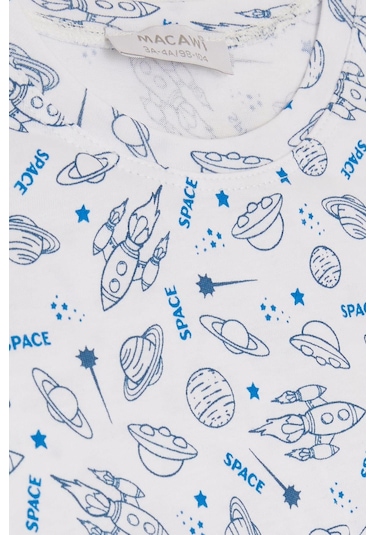 Breeze Girls & Boys Erkek Çocuk Şortlu Takım Uzay Temalı 1.5-5 Yaş, Beyaz-beyaz Beyaz