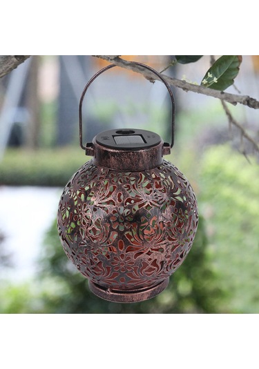 Tenfowee Güneş Enerjili Dış Mekan Demir Açık Desenli Askı Lambası - Ip55 Su Geçirmez Bahçe Dekoratif Işık