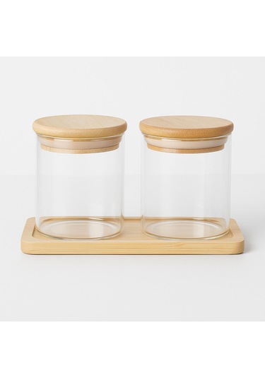 2 Lı 300 Ml Baharatlık Setı- Bambum Altlıklı- Bambu Sılıkon Kapaklı Beyaz