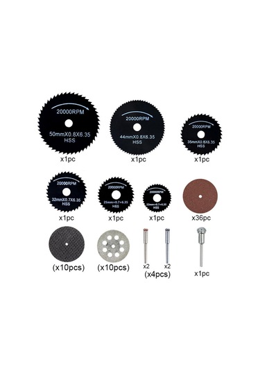 67 Adet Elmas Kesim Diskleri Zımparalama Taşı Hss Daire Testere Bıçağı Ahşap İşleme Metal Mini Matkap Dönme Aracı Aksesuarları